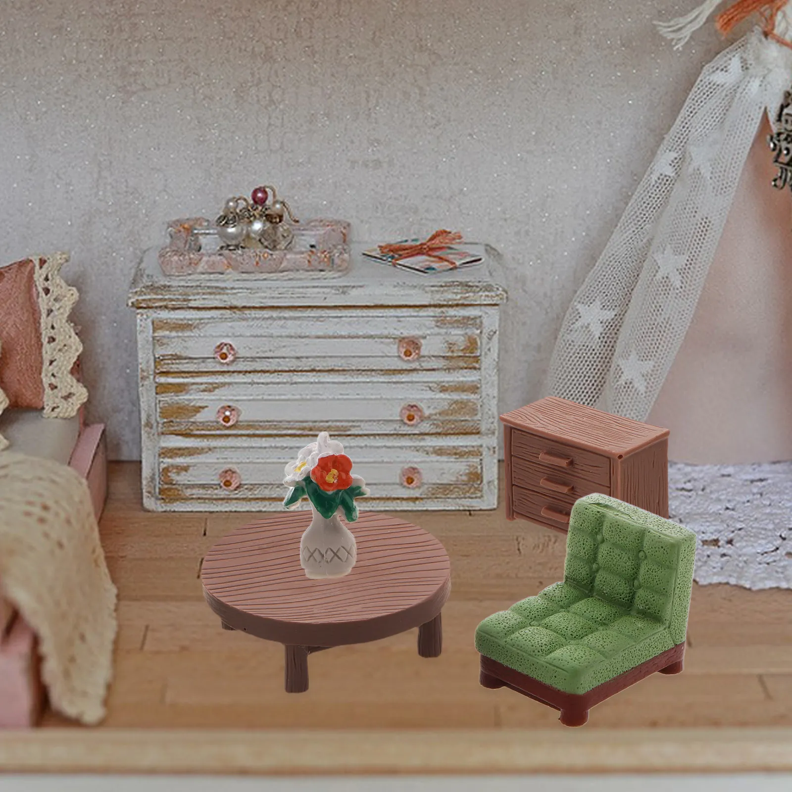 8Pcs Premium Mini Dollhouse Decoration Set Lifelike Miniature Scene Components for DIY Dollhouse Building Enhances Creativity
