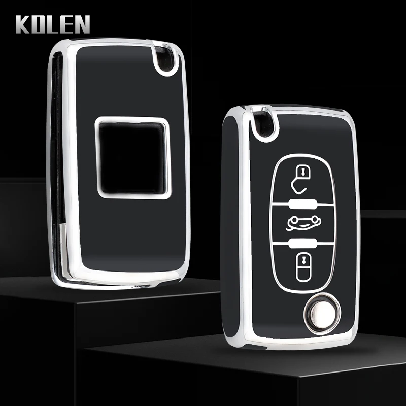 TPU Car Flip Key Case Cover Shell Fob Keyless For Peugeot 107 207 307 308 407 607 3008 5008 For Citroen Xsara Picasso C5 C6 C8