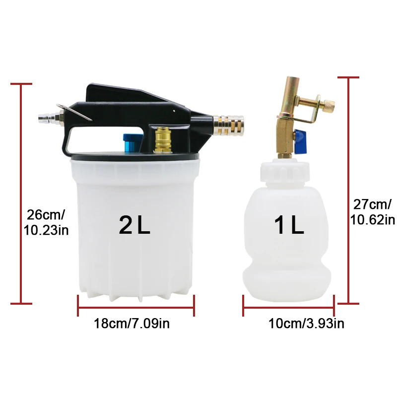 Pneumatic Brake Fluid Extractor &Automatic Refilled Bottle 2+1L Brake Oil & Fluid Extractor Pneumatic Brake Bleeder Tool Kit