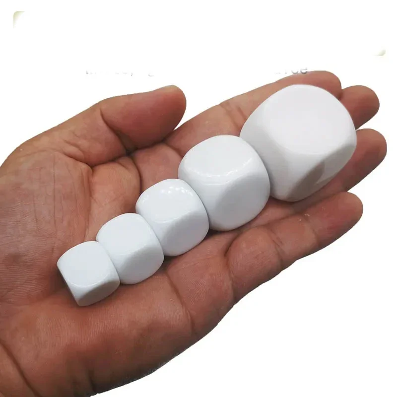 10pcs 10mm 12mm 14mm 16mm 18mm 20mm 25mm 30mm Blank D6 Acrylic White Dice With Round Corner For DIY Write Painting Graffiti