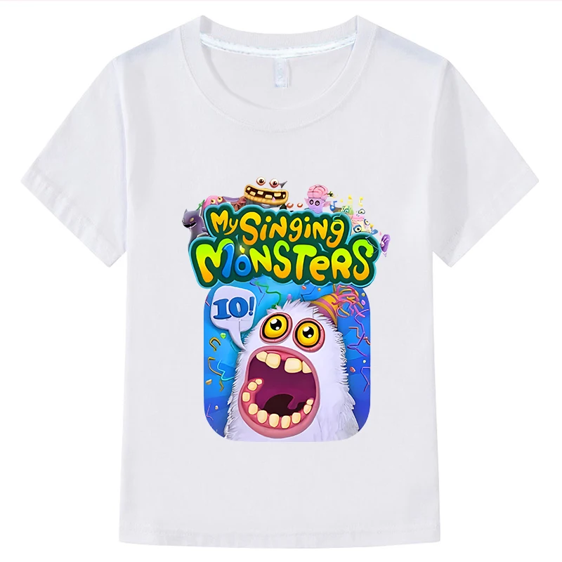 My Singing Monsters Cute T-shirt 100%Cotton Short Tops Anime T-shirt y2k one piece boys girls clothes Summer Children clothing