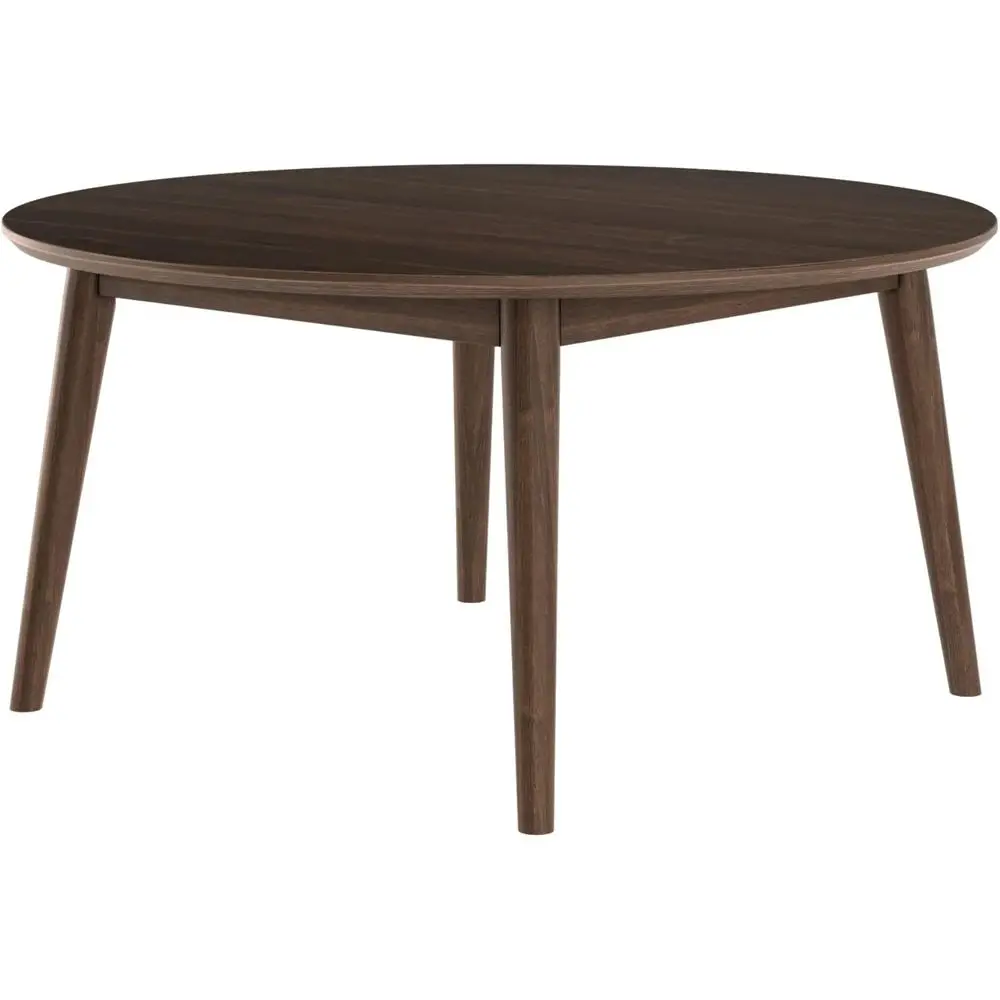 Mid Century Walnut Coffee Table, 36 Round Living Room Center Table, Ideal for Small Spaces