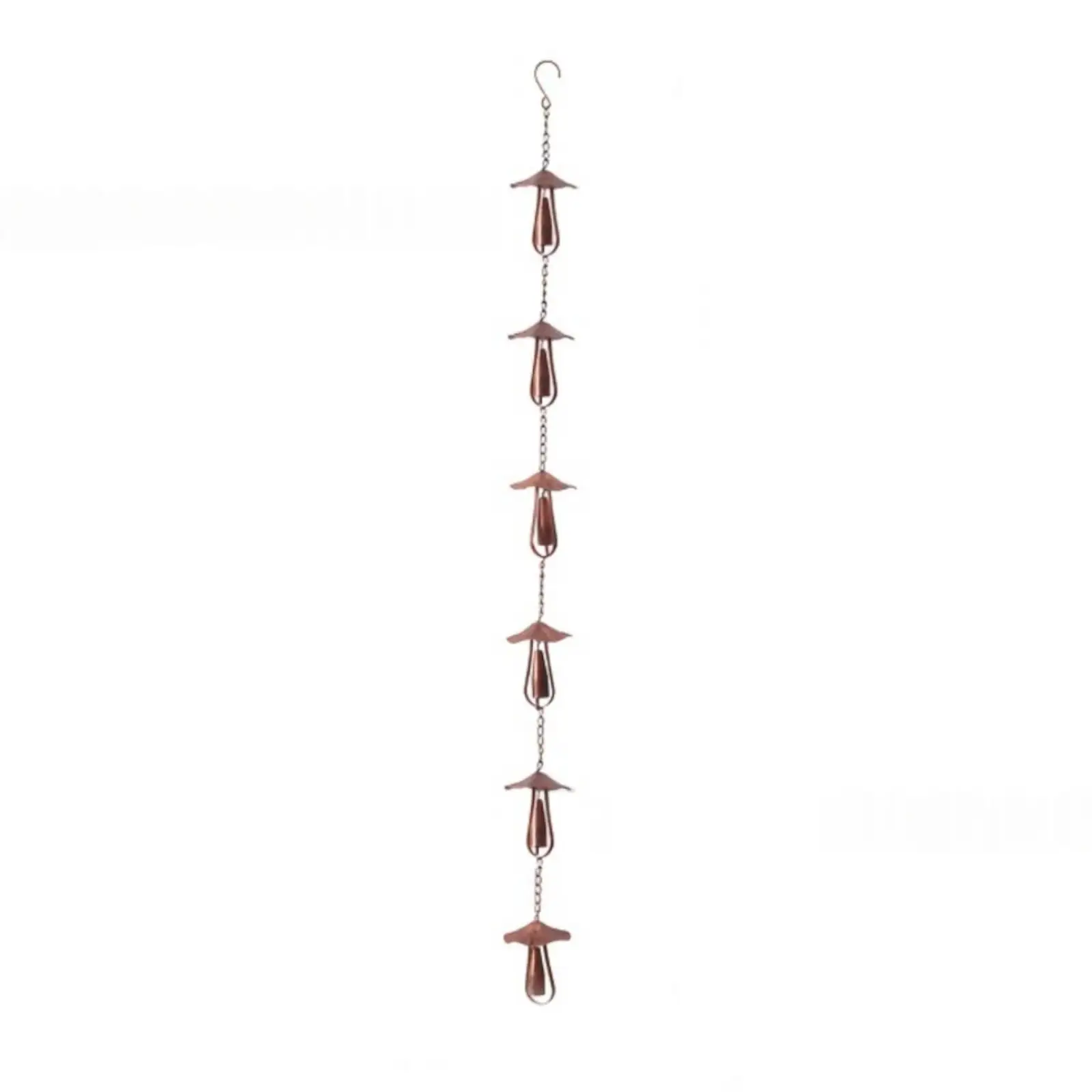 Metal Mushroom Rain Chain Handcrafted Waterfall Gutter Display Mushrooms Decorations for Outdoor Home