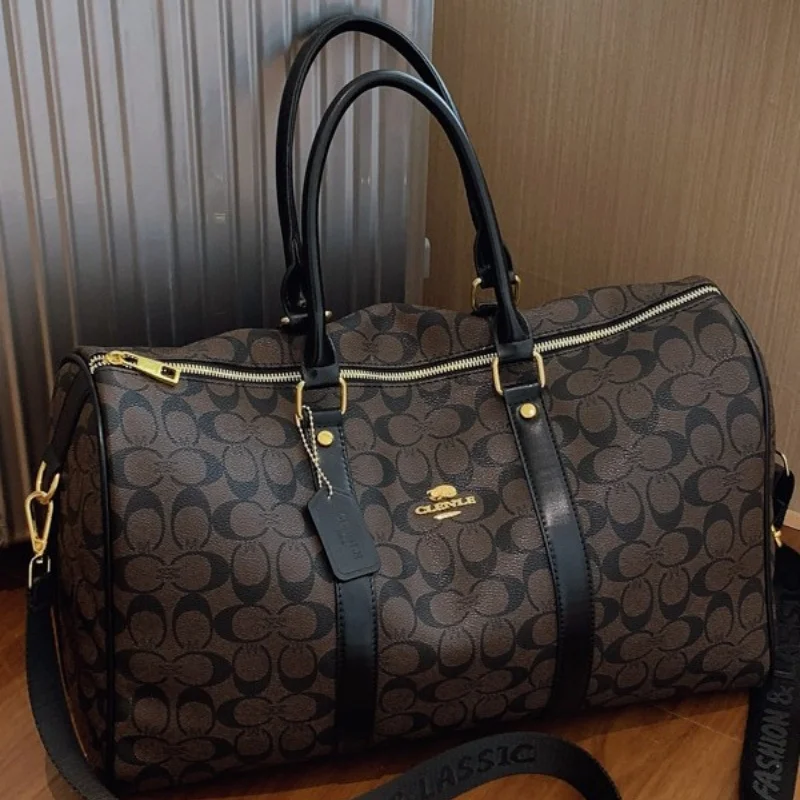 Weekend Getaway Large Duffle Travel Bag, Monogram Canvas Carry On Bag for Business Trip Gym Overnight Short Travel