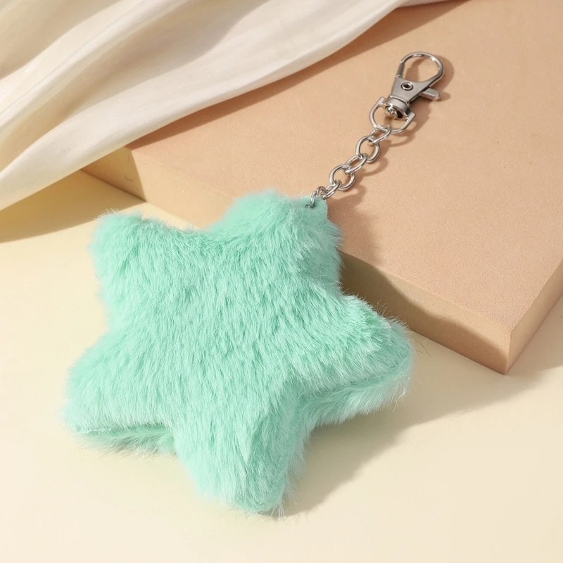 Plush Five-pointed Star Keychain Car Keyring Backpack Handbag Charm Pendant Drop Shipping