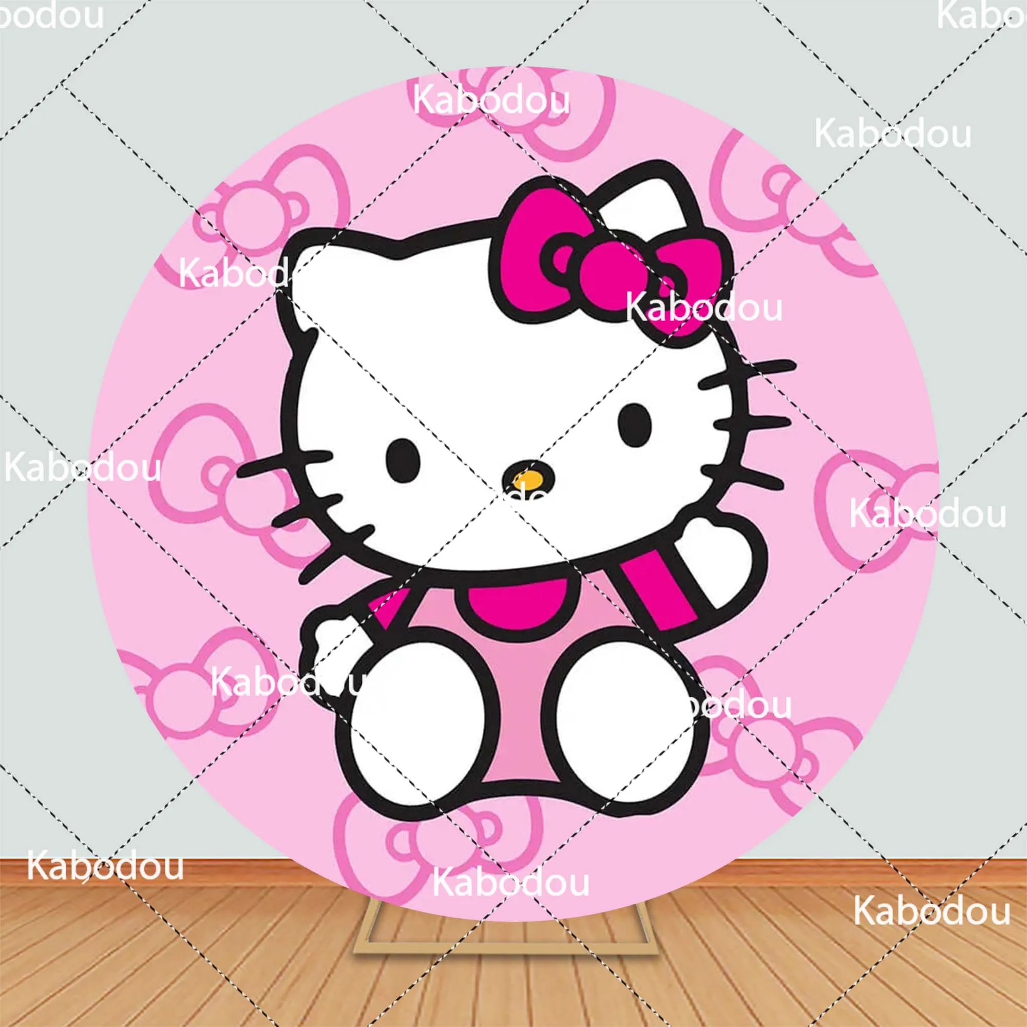 Hello Kitty Ronde Achtergrond Meisje Verjaardagsfeestje Decoratie Cartoon Foto Roze Fotografie Achtergrond Baby Douche Cilinder Cover