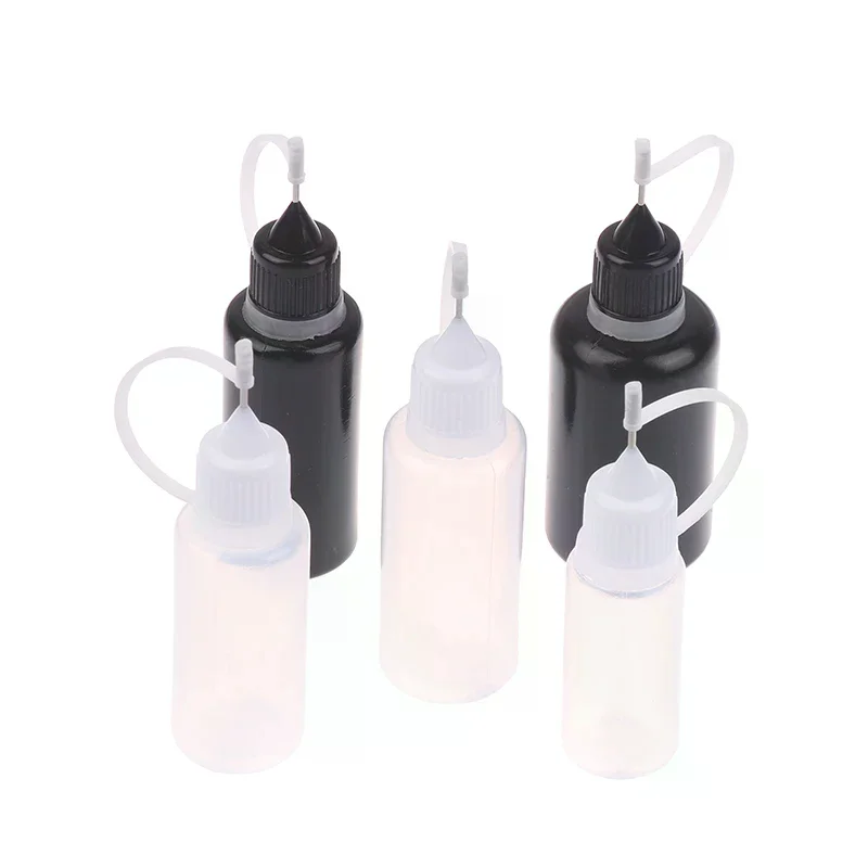 10/20PC DIY Quilling Tool Empty Needle Tip Glue Bottle With Black Cap Liquid Dropper Containers With Silicone Rings For Crafting