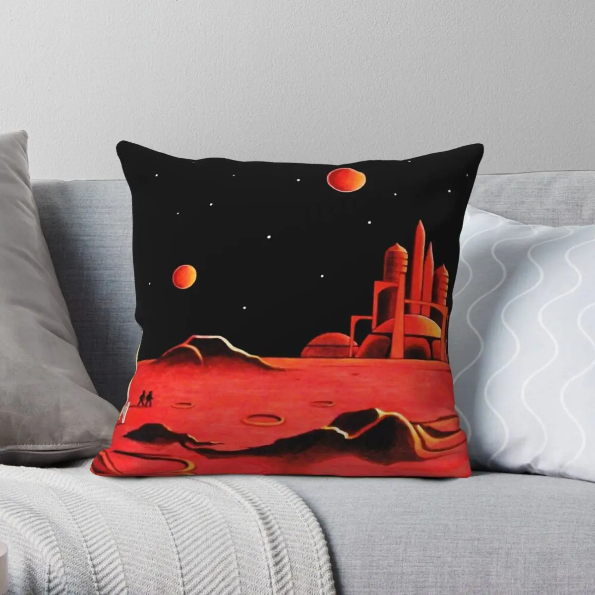 City On Mars Square Pillowcase Polyester Linen Velvet Pattern Zip Decor Throw Pillow Case Room Cushion Case