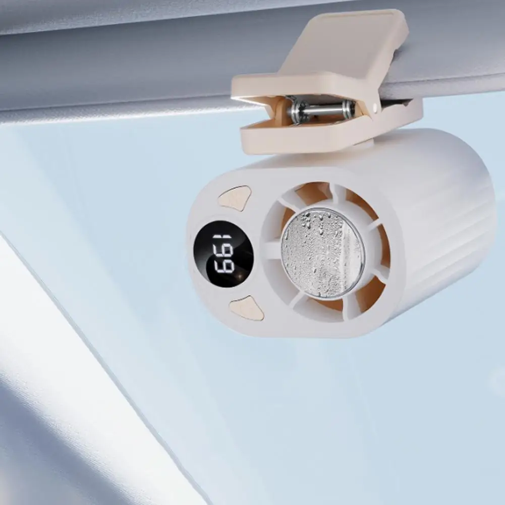 Portable Car Clip Fan Semiconductor Cooling Fan 199 Speeds LED Display 360 Rotating USB Rechargeable Mini Fan