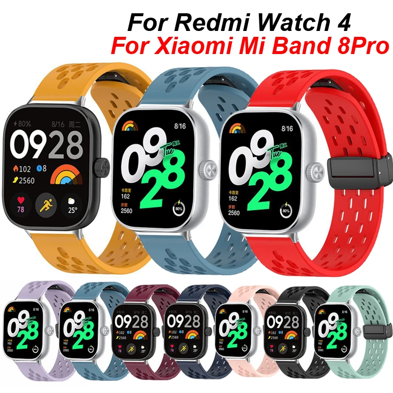 

Сетчатый силиконовый ремешок для Redmi Watch 4, ремешок для часов с магнитной застежкой, дышащий браслет для Xiaomi Mi Band 8Pro, спортивные ремешки