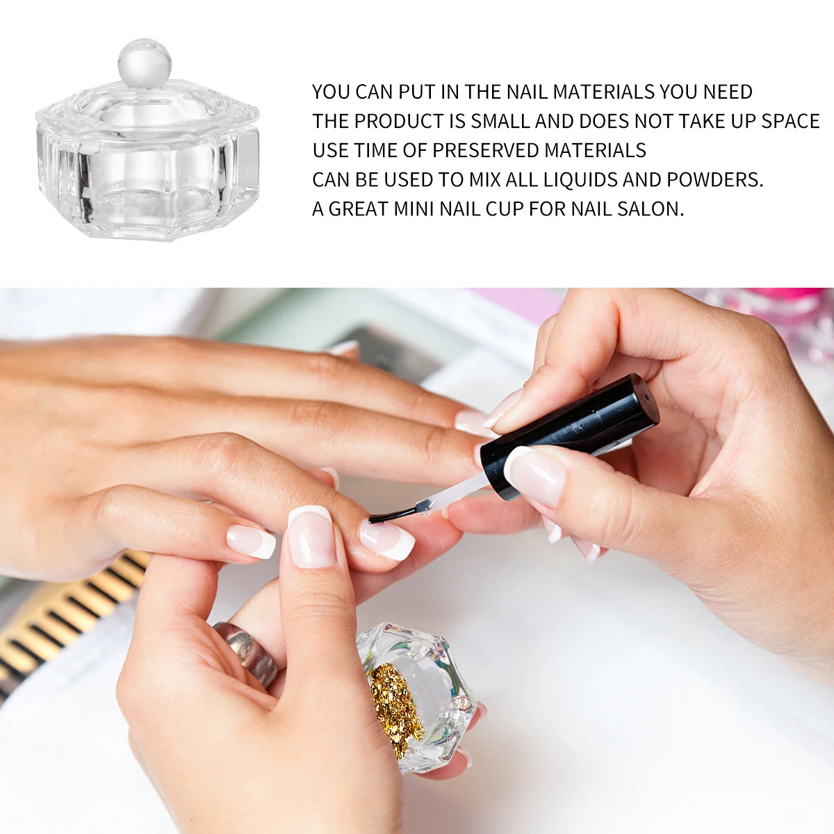 3 個ネイルアートクリスタルガラスカップミニアクリル液体粉末混合容器マニキュアサロンツールネイルアートカップ
