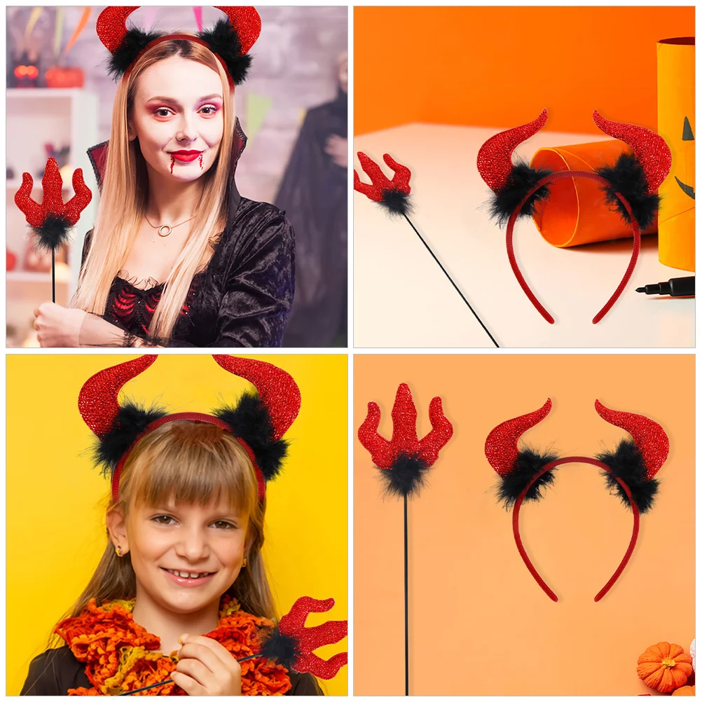 Zestaw Akcesoriów Diabła Miękki Wytrzymały Strój Diabła na Halloween Karnawał Przebranie Prezent dla Dzieci Dorosłych Kobiet Rogi Diabła