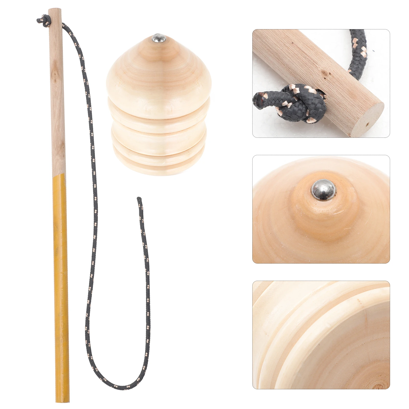 

Solid Wood Spiral Wooden Top Spinning Gyro Peg-top DIY Kids Beige Tops for Fitness