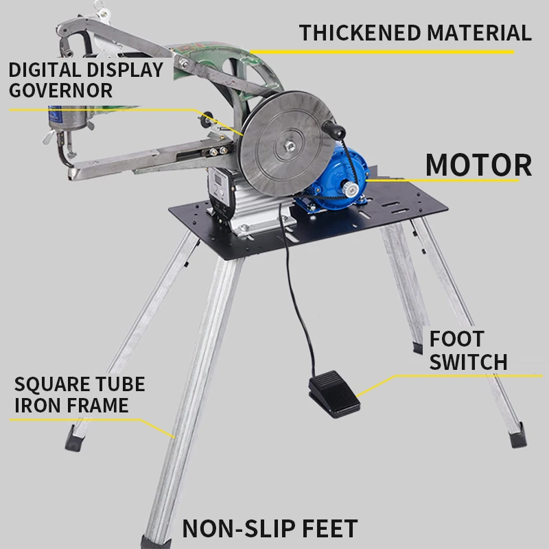 Electric and Hand-crank Shoe Sewing Machine Desktop Shoe Leather Repair and Sewing Machine Speed Adjustable no iron frame