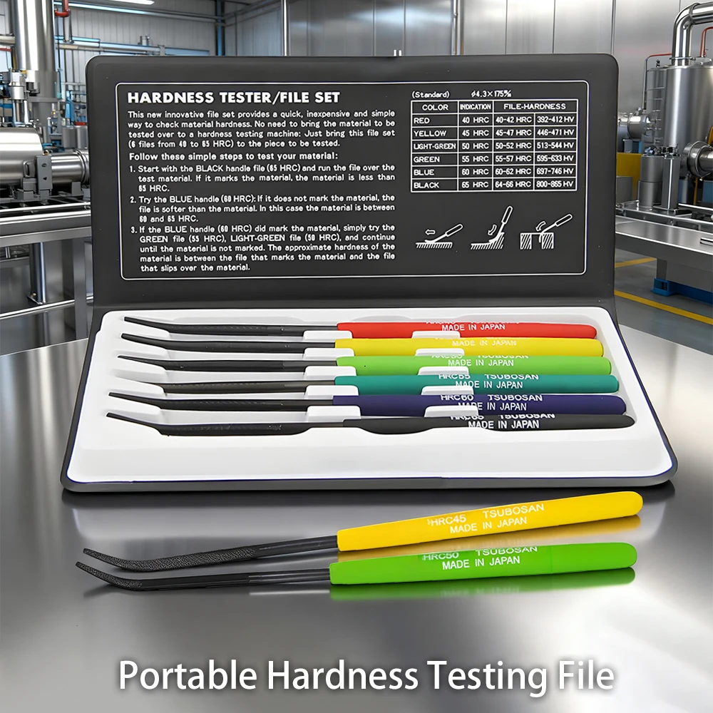 Japan-Hardness Tester Checker File HRC40-HRC65 Tsubosan Hardness Testing Files Hardness Checking Files 6-Pieces Set