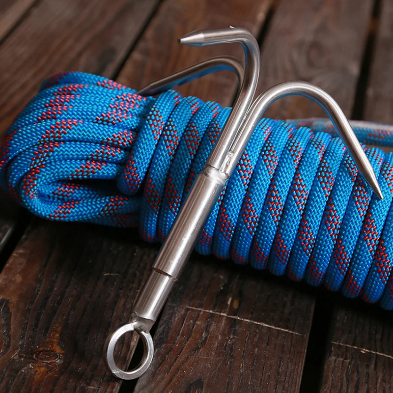 3-Claw Grappling Hook Stainless Steel Tree Climbing Hook Grappling Steel Hook Rock Climbing Claw For Outdoor Hiking Walking