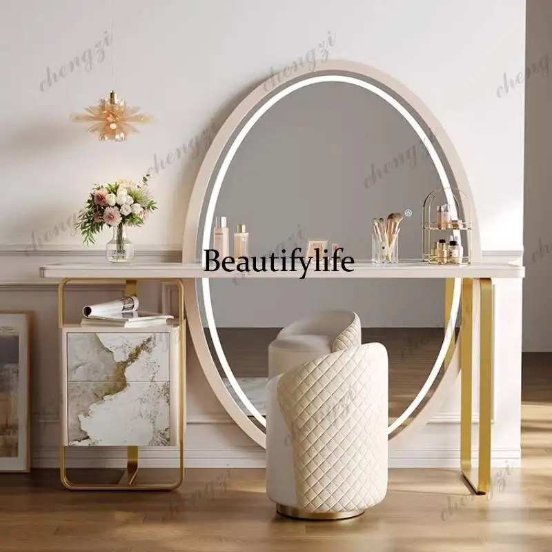 

Beige Makeup Table Simple Natural Wood Lounges Dressing Table Bedroom Adult Modern Coiffeuse Chambre Furniture Home