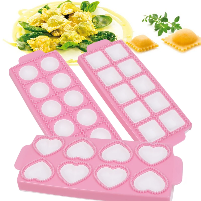 قالب رافيولي صانع رافيولي قالب زلابية بلاستيكي على شكل قلب دائري مربع صانع زلابية أداة معجنات المطبخ #3