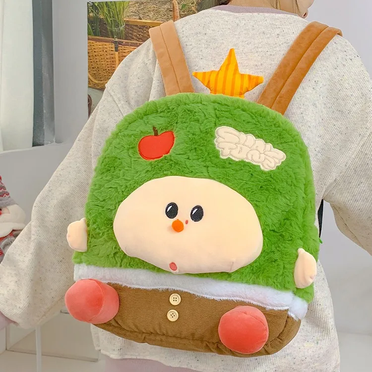 Ins Style Cute Cartoon Puppy Backpack Plush  Bag Casual Versatile School Bag for Girls Daily Commute Backpack