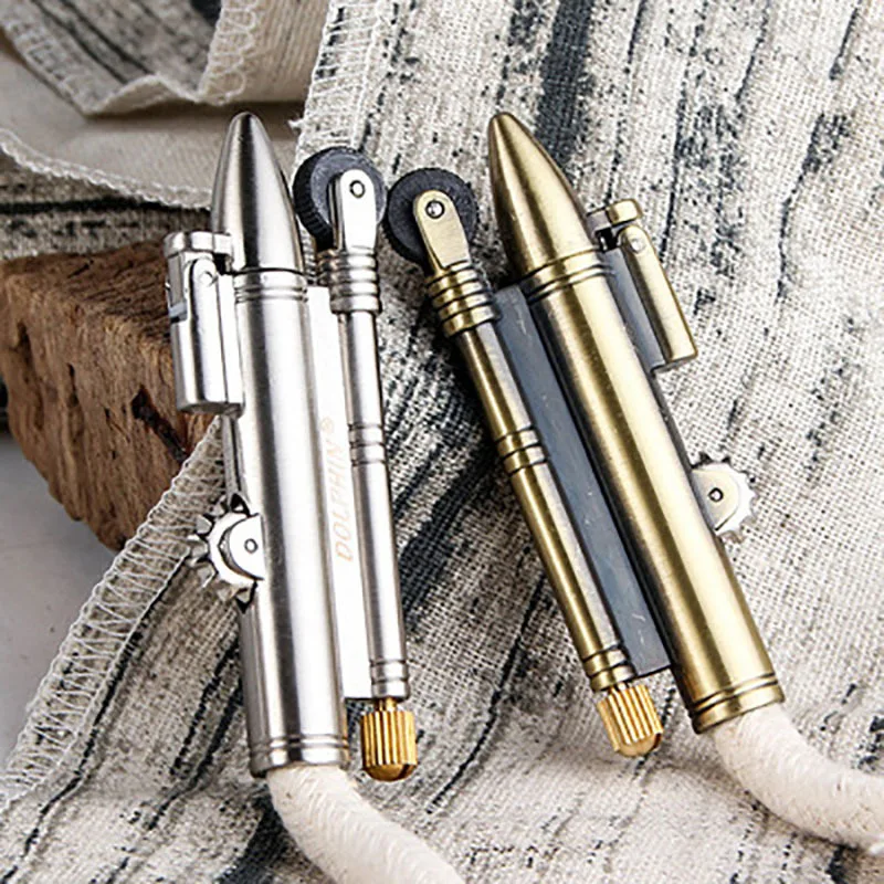 Dolphin 680 Retro Bullet and Tinder Type Corduroy Lighter Lvyouye Outdoor Survival Equipment Gadgets for Men Lighters Smoking