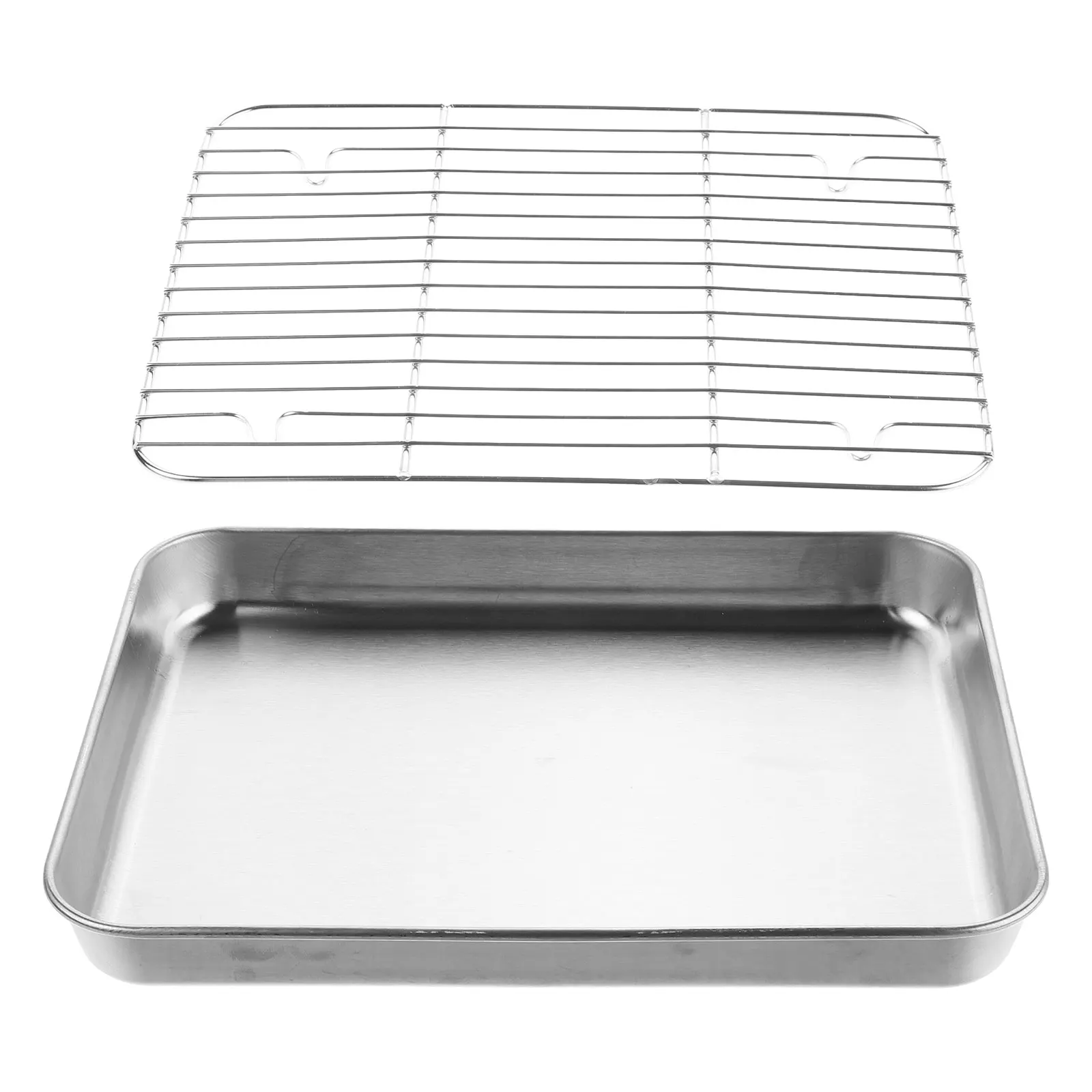 

Stainless Steel Baking Tray Cooling Rack Set French Fries Plate Oil Draining Tray Fruit Snack Dessert Pan Wire Rack