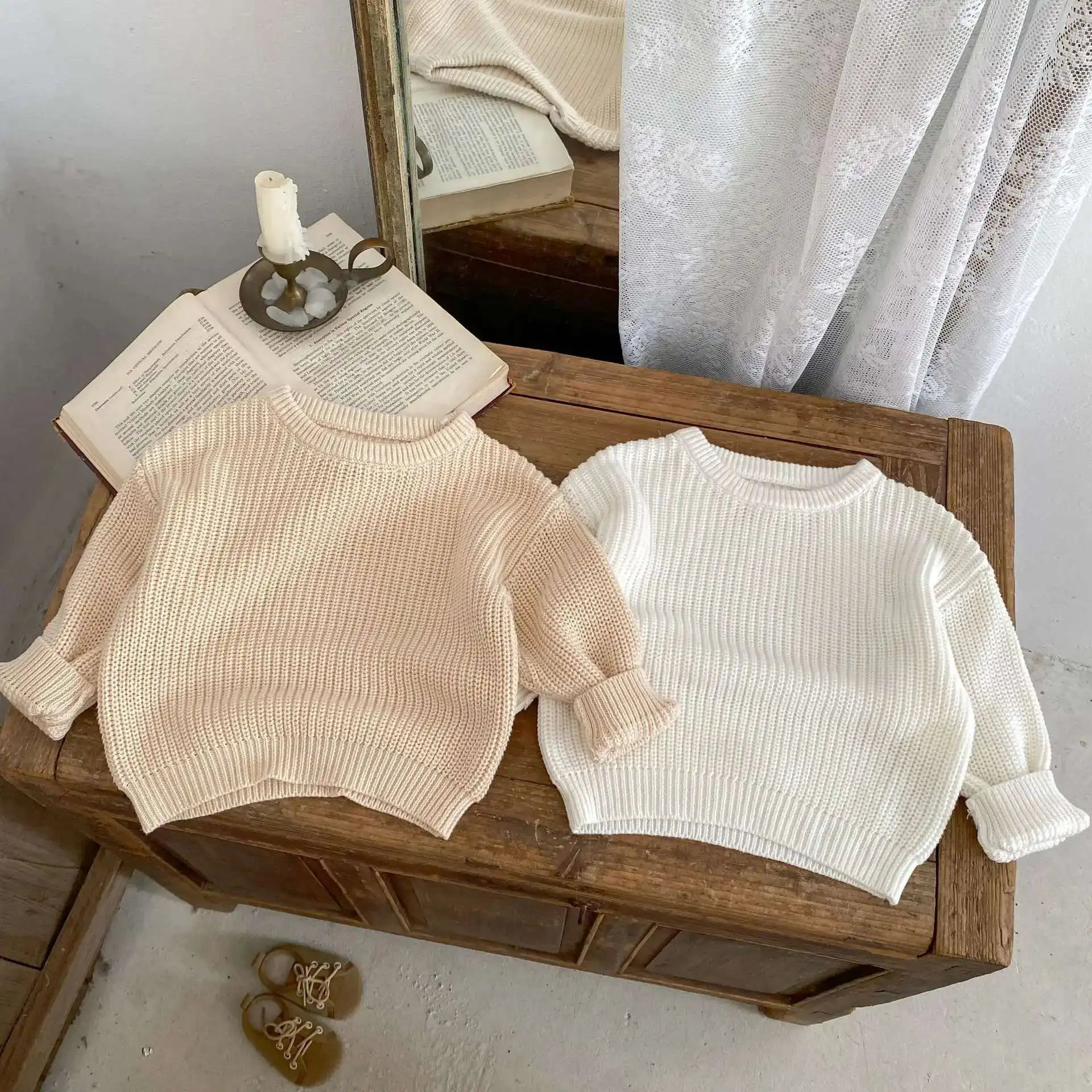 

Autumn New Baby Knit Sweater Solid Color Infant Girl Long Sleeve Knitted Pullover Kids Boys O-neck Sweater Toddler Clothes