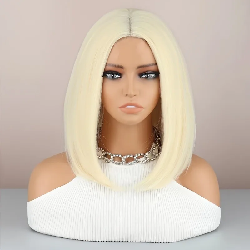 

Women Wig Short Straight Hair Wig Golden Female Full Wig 3Color+Wig Cap