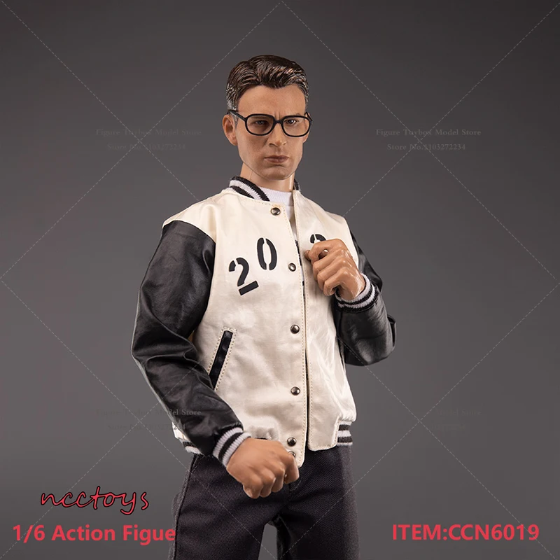 Ncctoys CCN6019 1/6 Unisex Baseball Jacket Coat 2024 US Style Retro Plain Top Clothes Accessory For 12