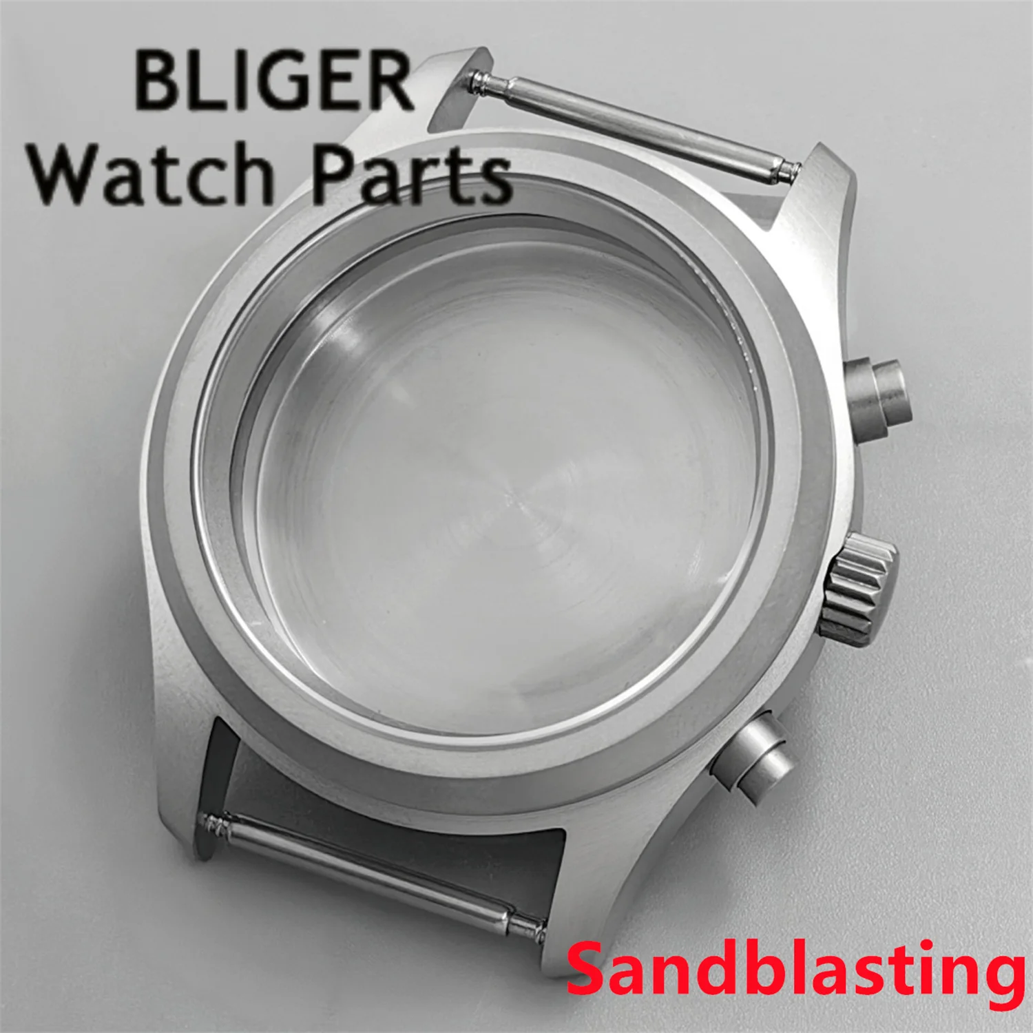 38mm Pilot Watch Case Domed Sapphire Crystal Matte Frosted Chronograph For VK63 VK64 VK67 VK68 Quartz Movement Watch Mod Parts