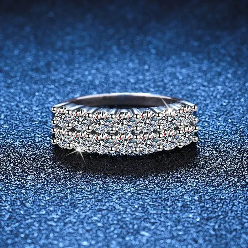 SG 1.4ct D اللون مويسانيتي ضياء الدائري للنساء ريال فضة الزفاف المشاركة الخلود الفرقة مجوهرات جديد