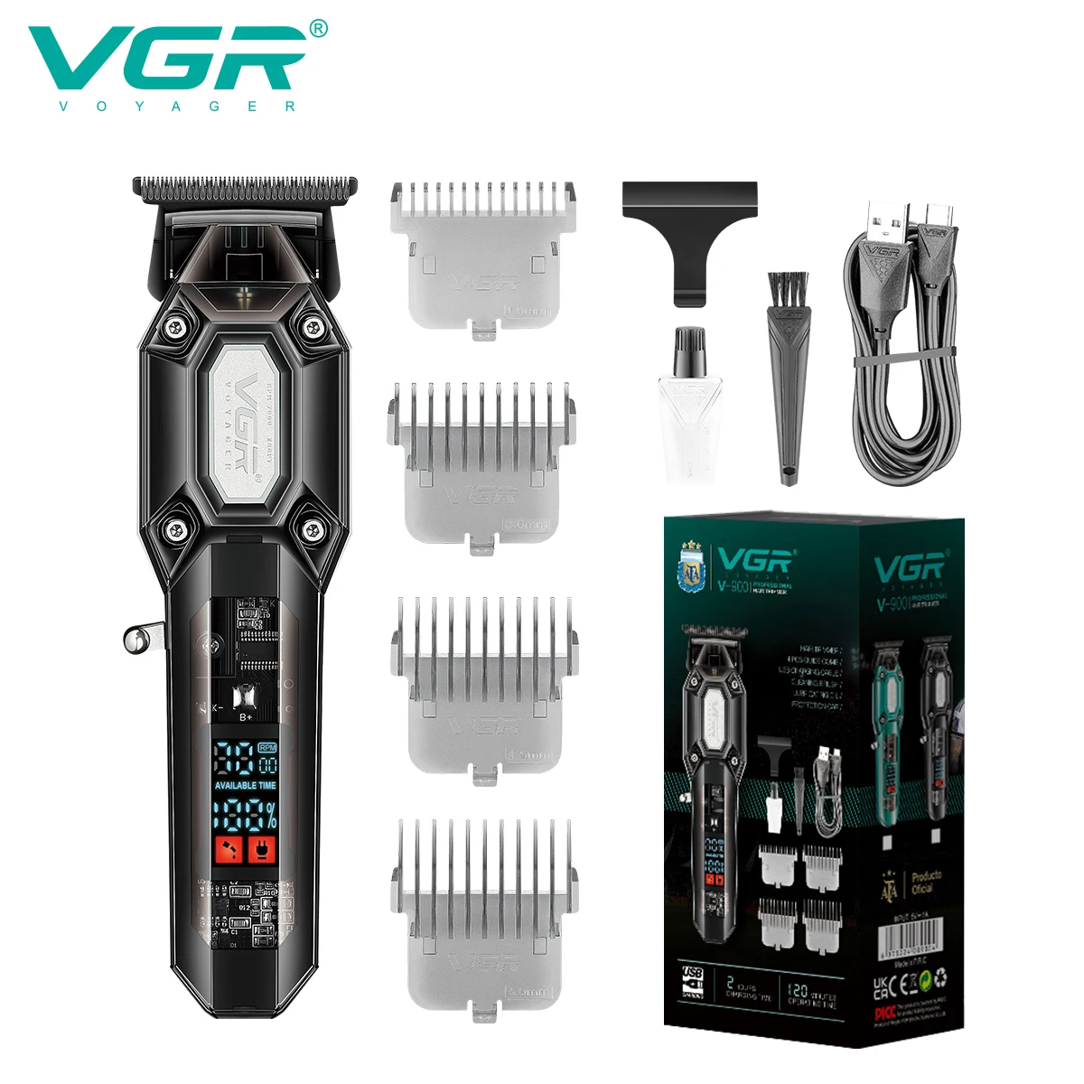 VGR-900 Barber Hair Trimmer Professional Electric Beard Hair Clipper Rechargeable Lithium Haircut Machine For Men