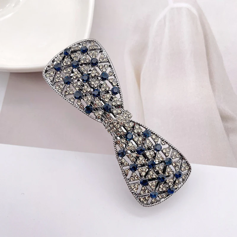 Korean Fashion New Pearl Rhinestone Hair Clip Women\'s Side Clip Korean Headwear Ponytail Rhinestone Elastic Clip Metal Hair Acce