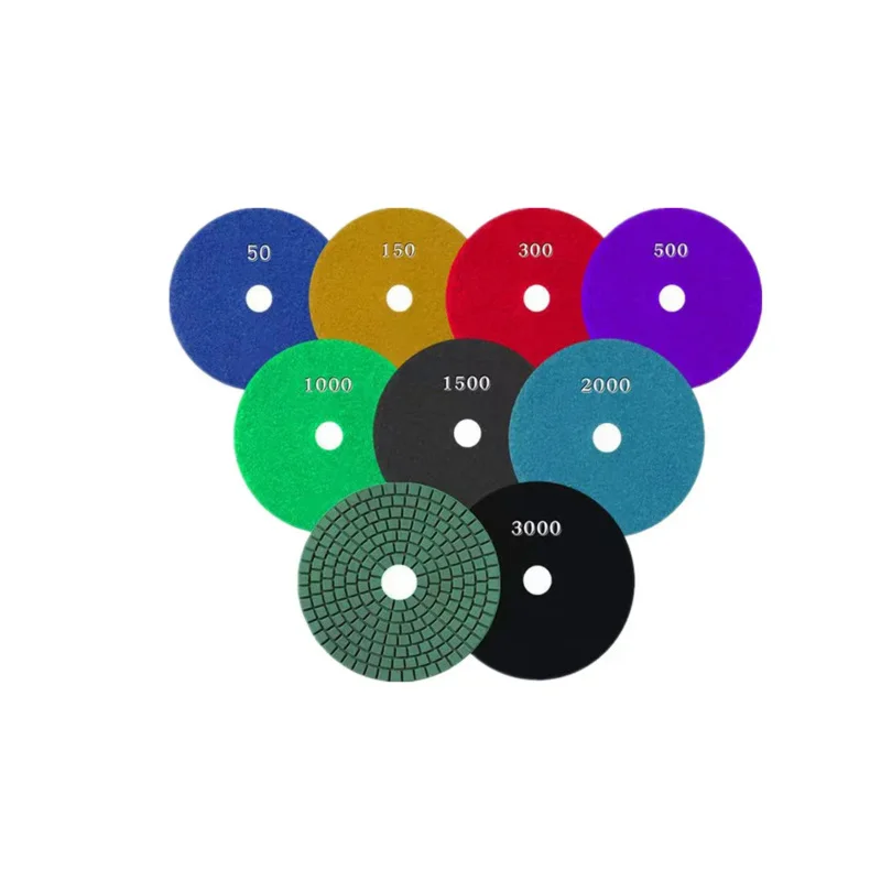 Diamond Polishing Pads 4inch 50# to 3000# Wet Flexible Diamond Polishing Pad For Marble Granite