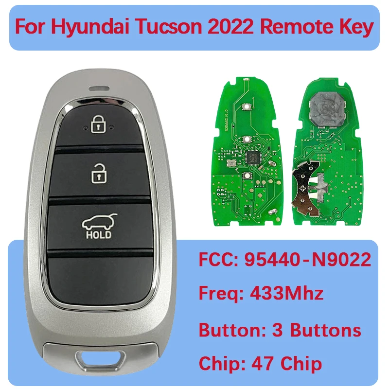 

CN020269 Сменный 3 кнопки 433 МГц 47 чипов смарт-пульт дистанционного управления FCC ID 95440-N9022 для Hyundai Tucson 2022