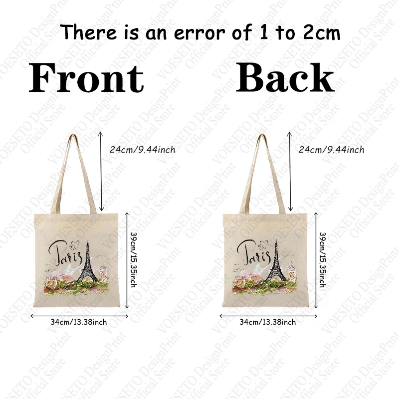 1pc Paris Travel  Canvas Bag Paris Couple Gift Italian Souvenir Watercolor Canvas Bag Girl Travel Gift Paris City Theme Gift