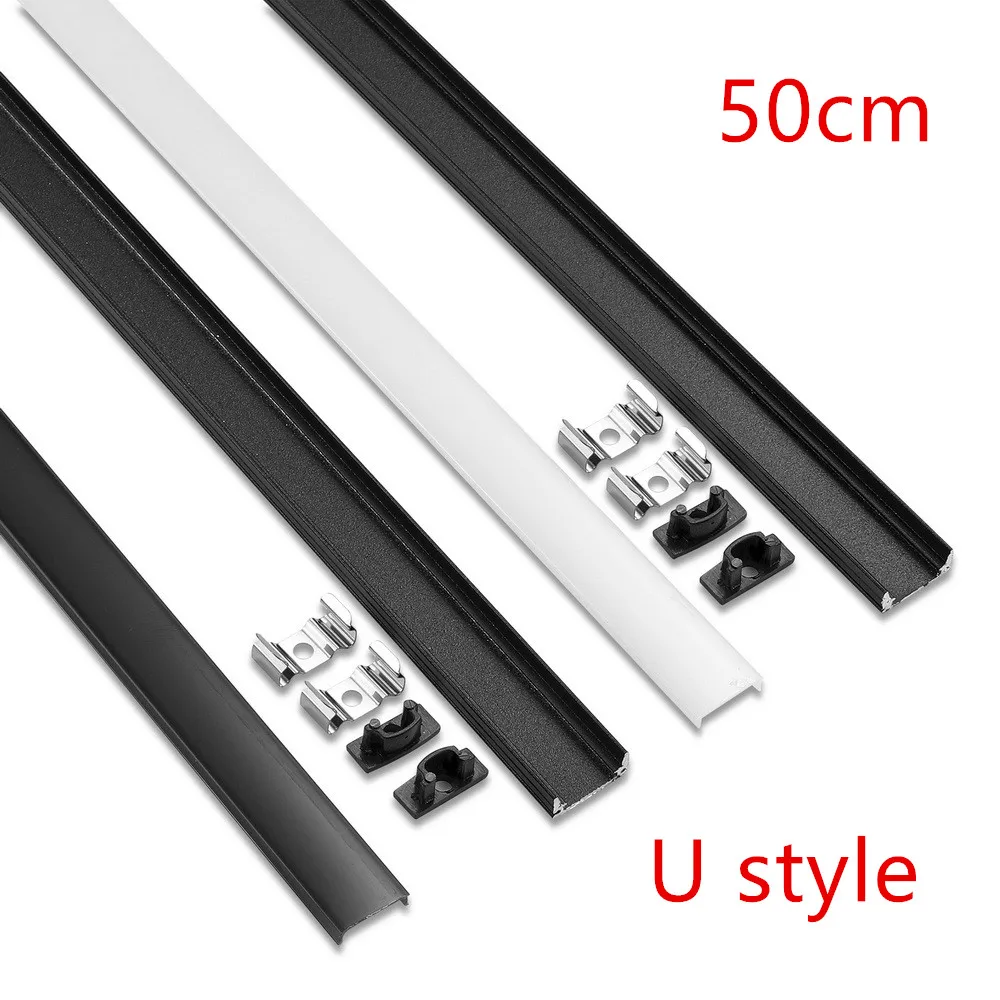 

Black Led Aluminum Profile U/W/V With Milky PC Cover kitchen Cabinet Closet Lamp LED Strip Shelf Light Channel Holder Diffuser