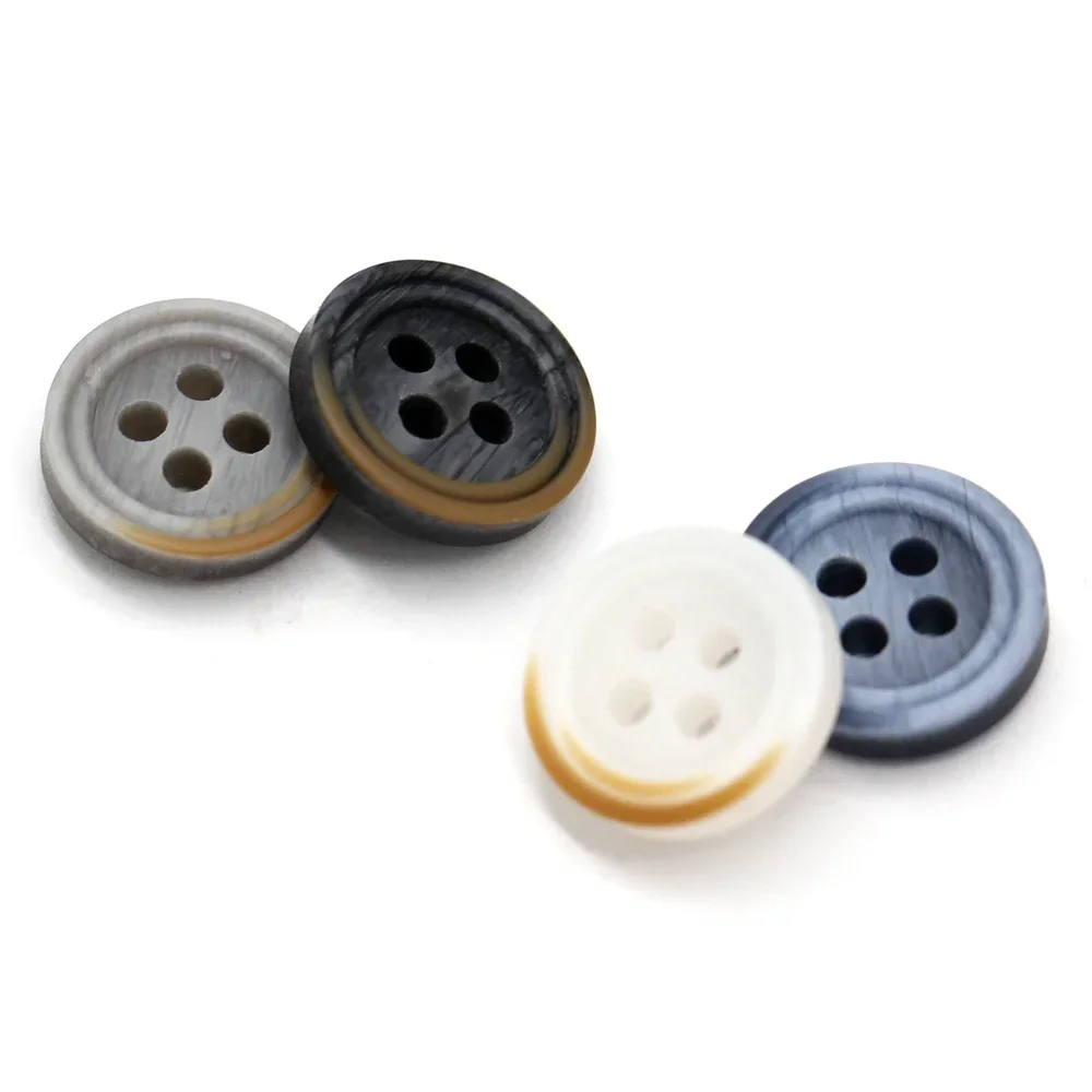 DOTOLLE 4 Holes 9/10/11mm Round Resin Shirt Buttons For Clothing Fashion Blouse Polo Handmade Decorations Sewing Accessories