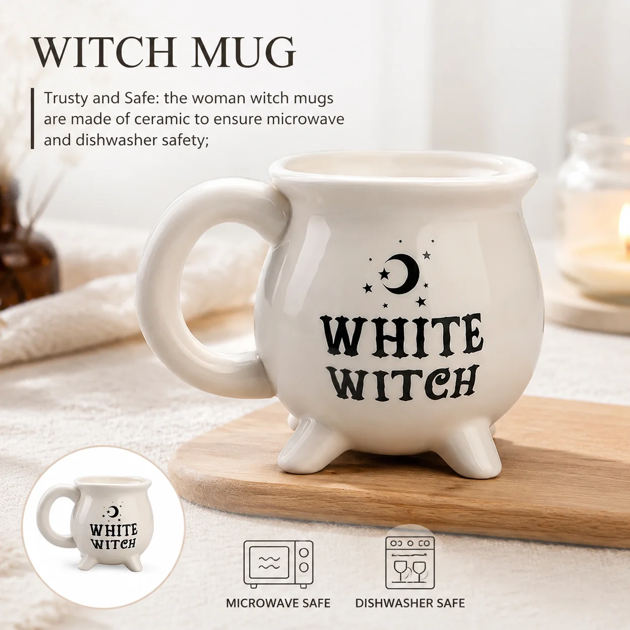 Witch Brew Coffee Mug Ceramic Cauldron Mug Microwave & Dishwasher Safe, Unique Magic Potion Mug for Witchy & Fantasy Lovers