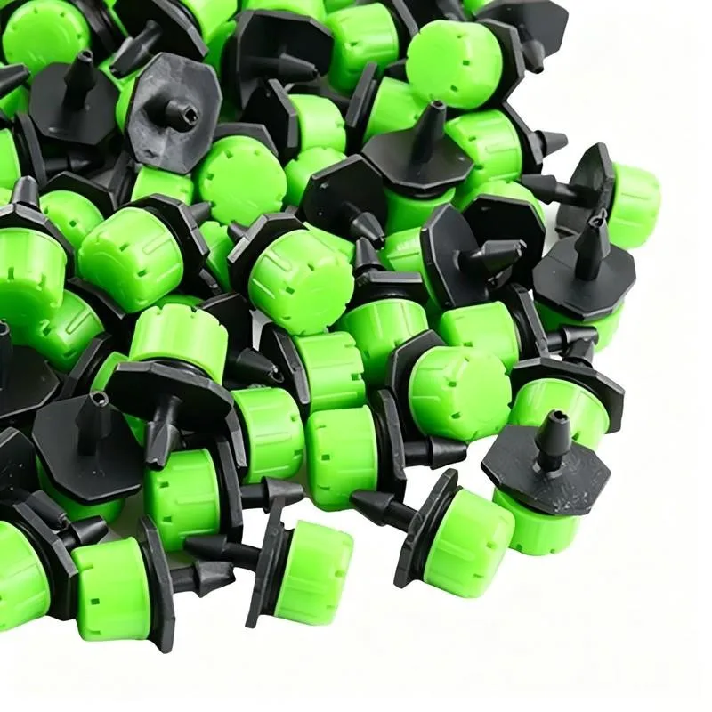 Adjustable Flow Control Green Adjustable Sprinklers 77 pcs, perfect for Orchard Greenhouse Irrigation, Green 8-Hole Design