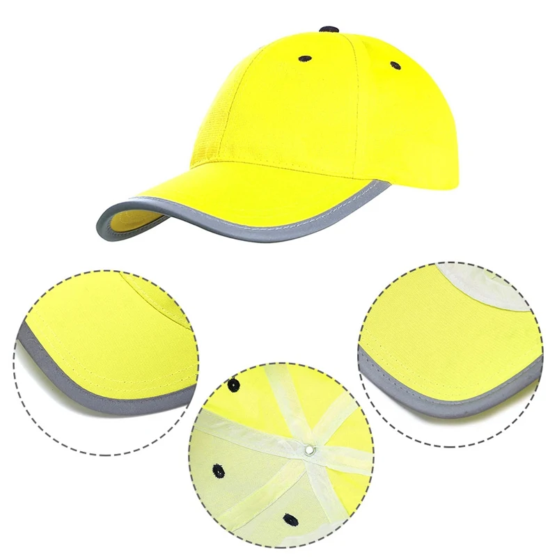 High Visibility Reflective Baseball Cap Yellow Safety Hat Work Safety Helmet Washable Hat Safety Traffic Cap