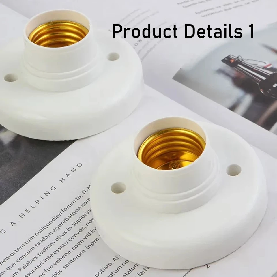1-20PCS 220V E27 Screw Lamp Stand Light Bulb Socket Holder Adapter Base Cap Socket White Ceiling Light Lamp Bulb Fixing Base
