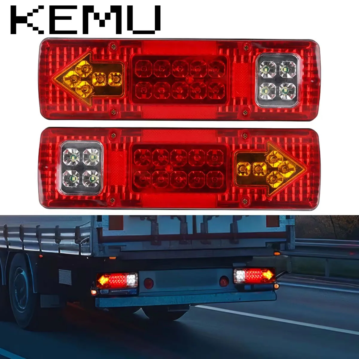 

2Pcs 12V 24V 19LED Tail Lights Turn Signal Lamp Stop Lights For Trailer Lorries Boat Truck Car Light Assembly Reversing Lights