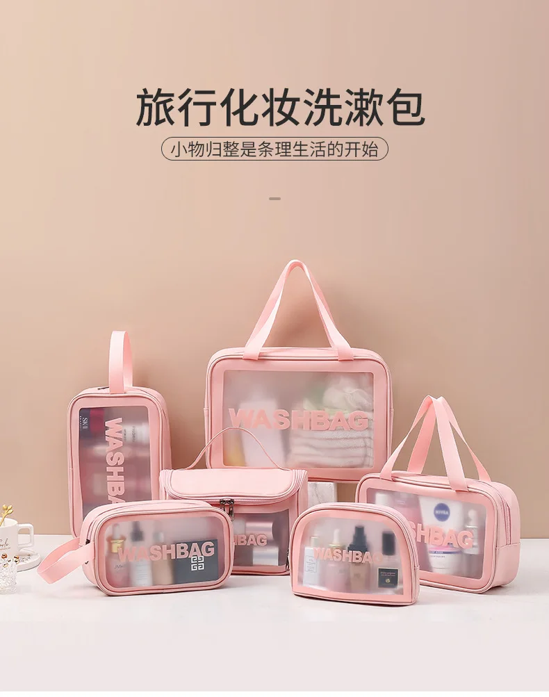 Neues transparentes Make-up-Taschen-Set, Kosmetik-Organizer, Waschbeutel für Frauen, tragbare Kosmetiktasche, Reise-Essentials-Kosmetiktasche – Detail 2
