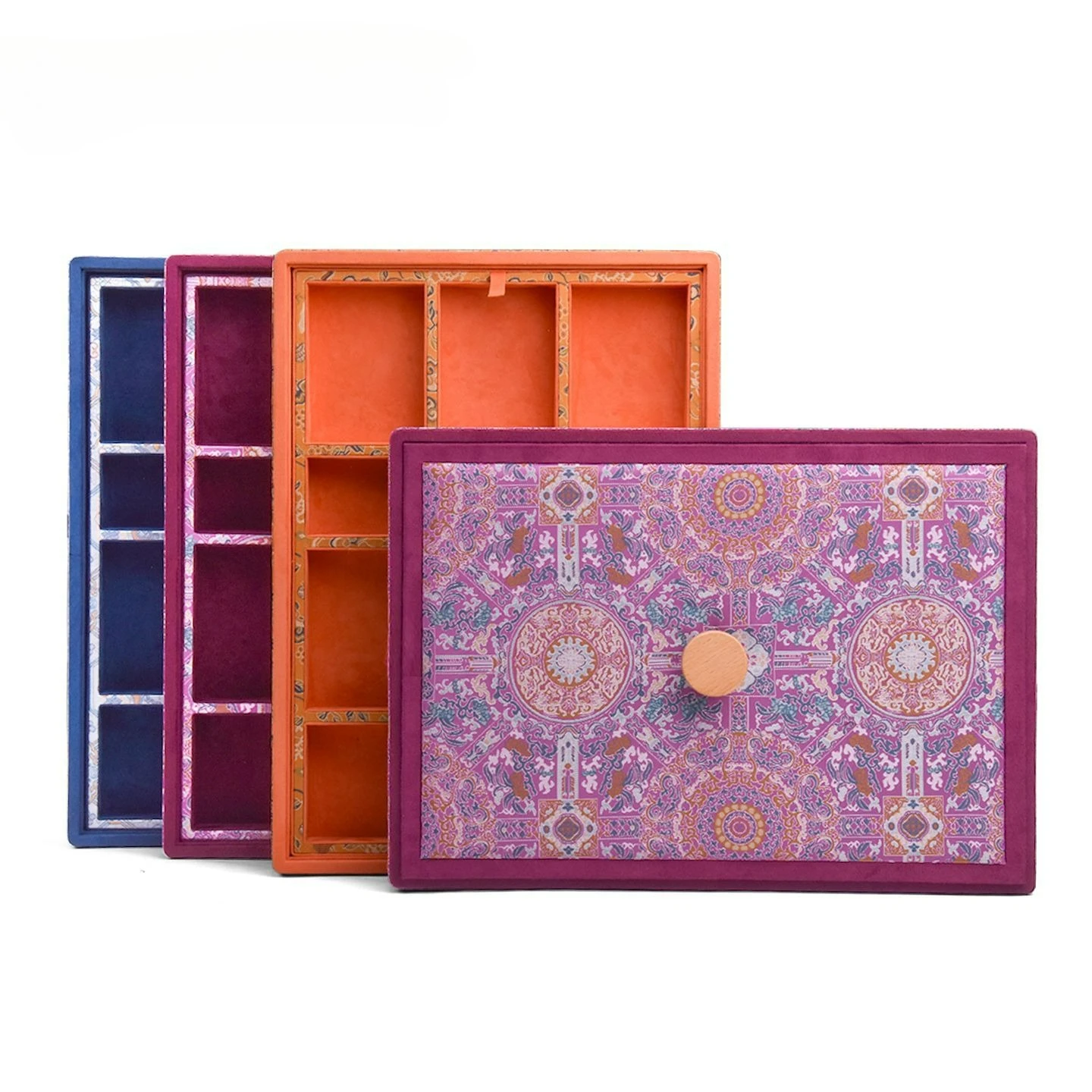

Multifunctional compartmented jewelry box, large capacity, personalized and creative storage display box, velvet lined square