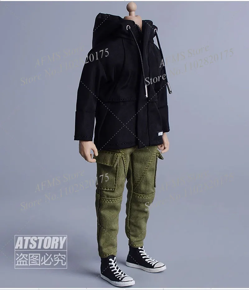 1/12 الرجال الجندي المرقعة كولوربلوك سترة في الهواء الطلق المشي لمسافات طويلة تسلق التخييم مقنعين البريدي معطف صالح 6 بوصة عمل الشكل الدمى اللعب