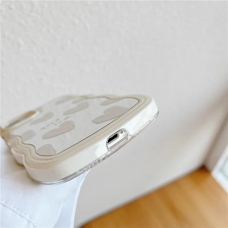 White Heart Silver Plated Mirror Case for iPhone 14 15 Pro Max 11 12 13 Pro Max Drop Protection Silicone Cover