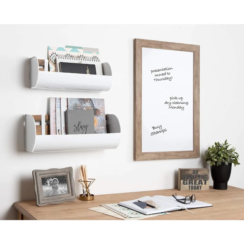 Rustic Brown Magnetic Dry Erase Board 18x27, Wall Mounted Office Home Organization with Marker & Magnets