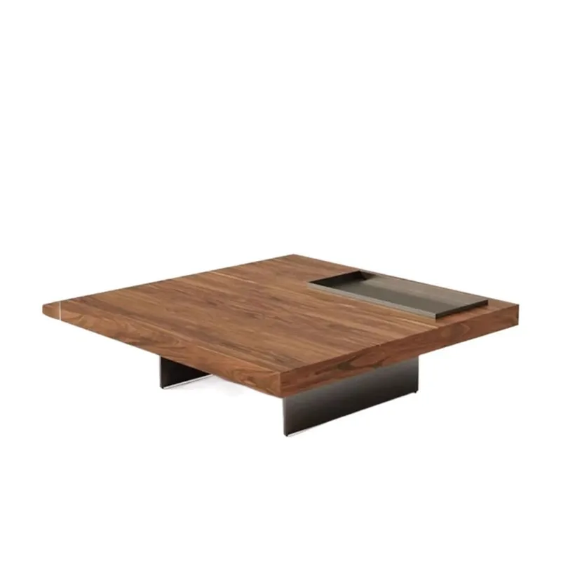 

Modern simple solid wood square coffee table Italian minimalist suspended walnut home
