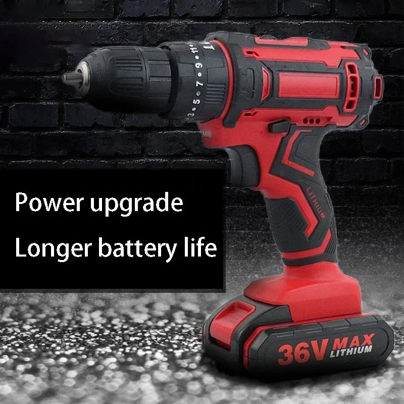 36V 1000W Electric Impact Drill 3 in 1 Electric Cordless Lithium-Ion Battery Mini Electric Power Screwdriver 2 Speed Power Tools