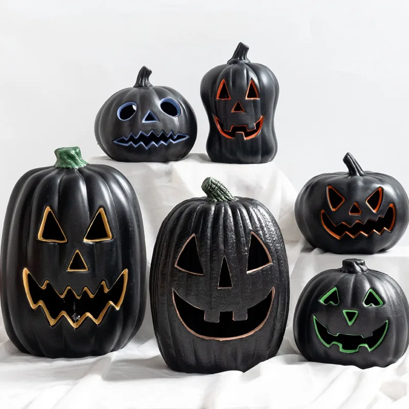 Black and White Jack-o '-lantern Halloween Decorations, Amusement Park Outdoor Props, Shopping Mall Window Display Pieces